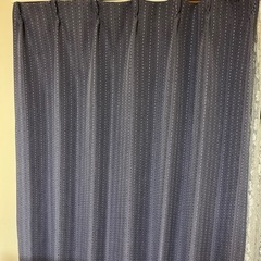 カーテン白レース&ブルー2枚無料の画像