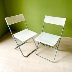 イケア IKEA  折りたたみ 椅子 白 ２脚セットの画像