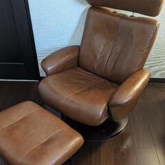 ひとり掛け 革ソファ オットマン