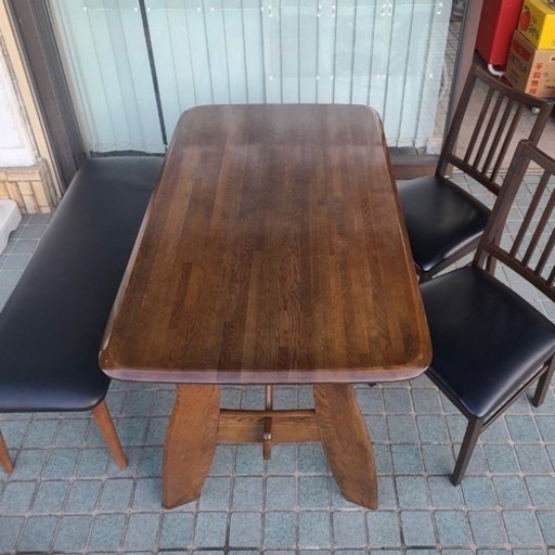 ※終了※４人掛け★ダイニングセット イス２脚 ベンチ１脚