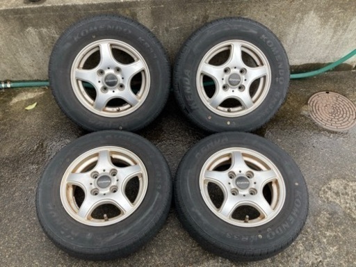 12インチ アルミホイール 12×4.00B インセット42 4穴PCD100、145R12 LT 商用バンタイヤ付4本セット