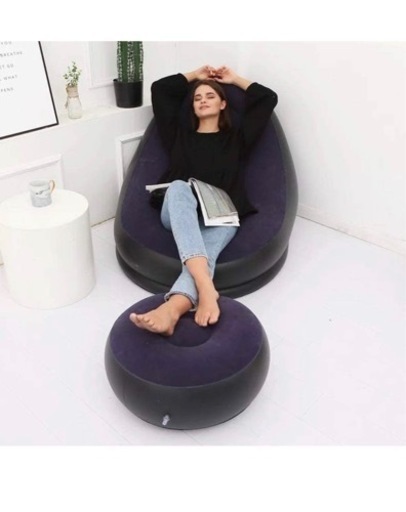 エアーソファー エアーベッド 空気ベッド オットマン付 椅子 耐荷重150 kg一人掛け 空気入れ付き インテリア 座椅子 セット