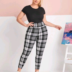 SHEIN☆格子縞レギンス☆2XL☆大きいサイズplus size
