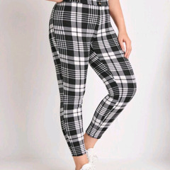 SHEIN☆格子縞レギンス☆2XL☆大きいサイズplus sizeの画像