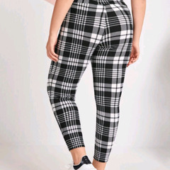 SHEIN☆格子縞レギンス☆2XL☆大きいサイズplus sizeの画像