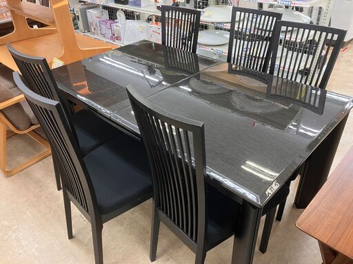 シギヤマ家具 伸縮テーブル 7点セット ダイニングセット No.2715● ※現金、クレジット、ぺイペイ、スマホ決済対応※
