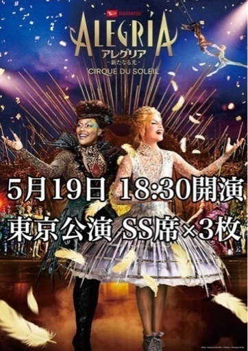 5月19日 シルクドゥソレイユ　アレグリア　チケット