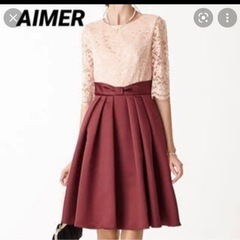 Aimer 刺繍レース×ベビーサテン ドッキングワンピース ピンク 9号の画像