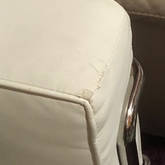 ホワイト✖️シルバー枠☆３人掛けソファ1＋1人掛けソファ2の画像