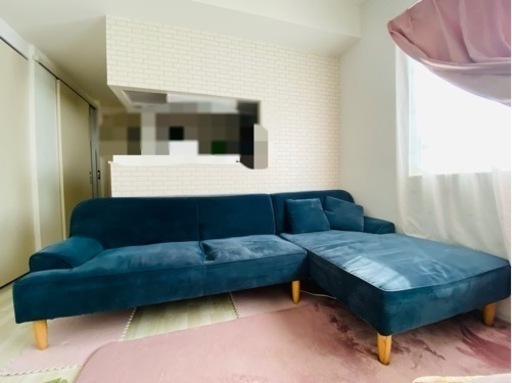 クッション付き！2個セットＬ字ソファー