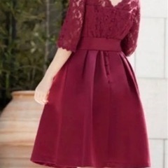 【試着のみ】レッド色のパーティードレス【定価1万円以上】の画像