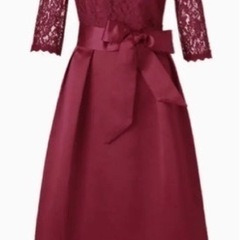 【試着のみ】レッド色のパーティードレス【定価1万円以上】の画像