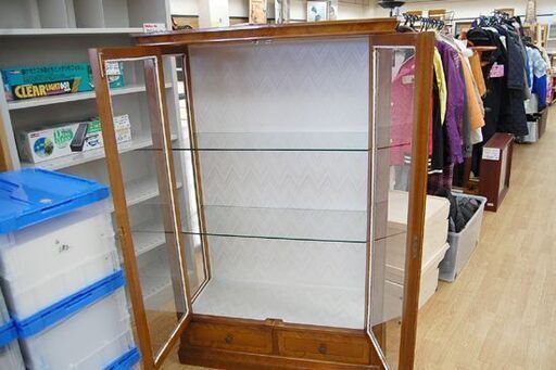 飾り棚 幅95×奥行39×高さ146cm 鍵欠品 キャビネット コレクションケース カップボード ガラス 札幌市 清田区 平岡