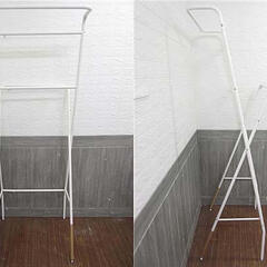 ss4725　伸長　ハンガーラック　2段　ホワイト　スチール製　エクステンション　ダブル　白　パイプ　2本　シンプル　洋服掛け　ワードローブ　クローゼット　衣類収納の画像