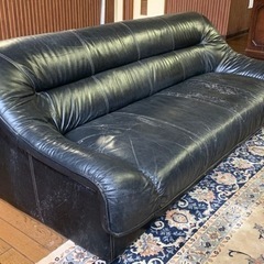 中古品＊革ソファ(黒) 3人掛け
