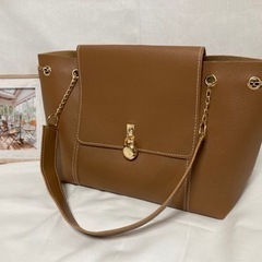 韓国　新品　2way　ショルダーバッグ　ブラウン　チェーンバッグ　レザーバッグの画像