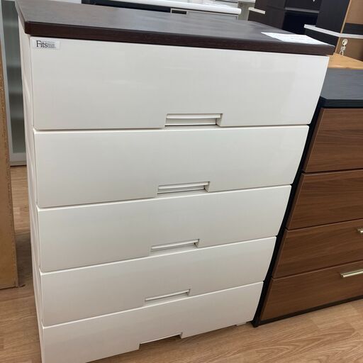 ★ジモティ割あり★ Fits 5段衣装ケース ホワイト H105×W75×D41 クリーニング済み KJ1529