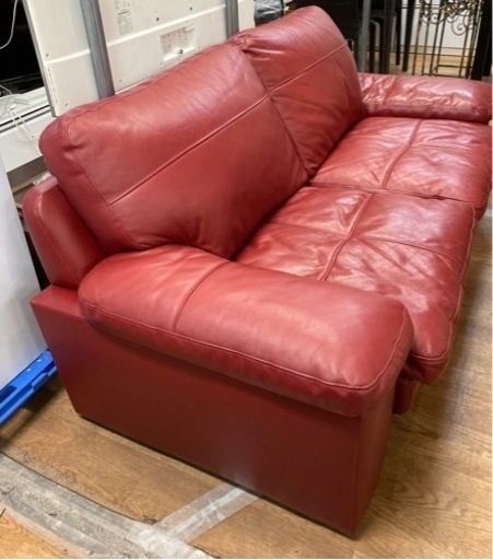 3人掛けソファ 幅約200cm 表革 中古