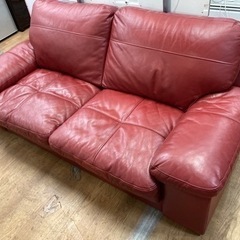 3人掛けソファ 幅約200cm 表革 中古