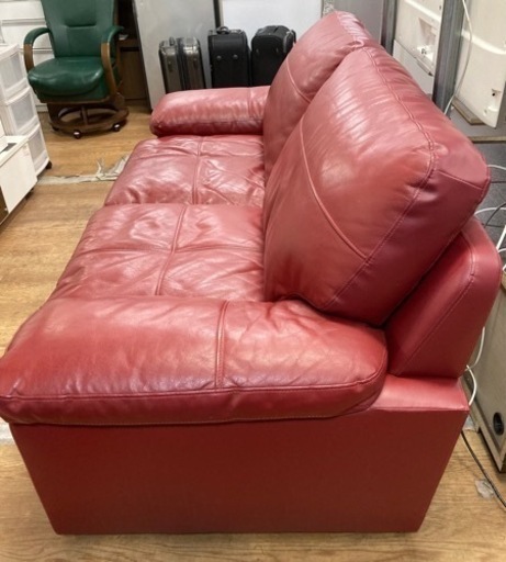 3人掛けソファ 幅約200cm 表革 中古