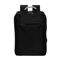 未使用新品 スクエア リュック バックパック 黒 ビジネスリュック PCバック 通勤 通学 2WAY 旅行 軽量 撥水加工 収納袋付き USBポートの画像