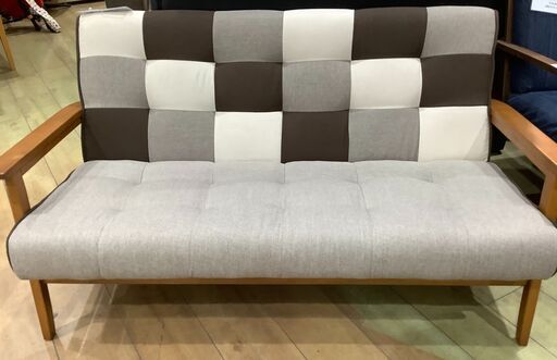 【トレファク花小金井店】２人掛けソファー/２人掛けソファー/ファブリックソファー/パッチワークブラウン/リビング/ダイニング/中古家具/武蔵野市/小平市/小金井市/国分寺市/杉並区/買取/販売