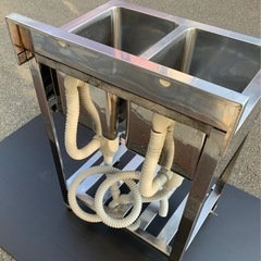 業務用 2槽シンク 幅600×奥450×高さ800(mm) 流し台 厨房機材 キッチン 手洗い場 厨房機器 店舗用品 大阪 2層シンク ホース新品交換済 の画像