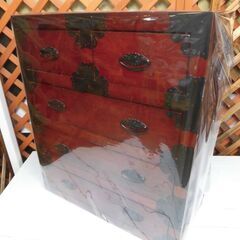 USED/中古 ベルーナ チェスト ４段 民芸調たんす 古美調引手 箪笥 和風民芸調 引出し 和風 民芸調 たんす タンス リビング収納の画像