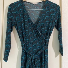 ローラアシュレイ カシュクール ロング ワンピース 七分袖 総柄の画像