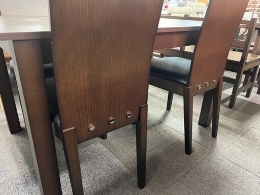 ダイニング5点 伸長式 未使用 大川家具