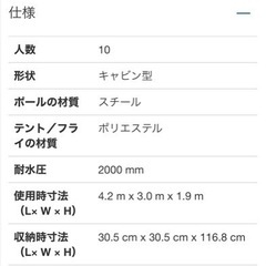 テント LED エアベッドキングサイズ2個付き　10人の画像