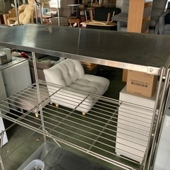 ● 無印良品、ステンレスユニットシェルフ、幅168センチ、キッチンボード、大型キッチン収納の画像