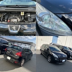 車検長い R6/9 9.2万km プジョー 3008 グリフ 黒 SUV 1600cc ターボ ガラスルーフ タイミングチェーン ETC フルセグ HDDナビ　バックカメラ 純正18AW 革シート HIDライトの画像