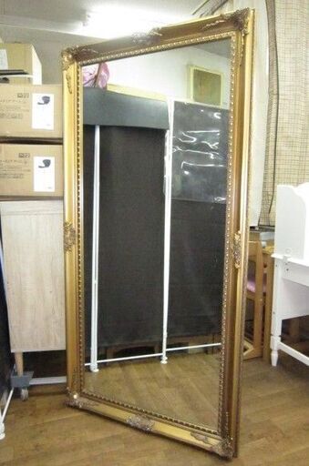 R303 ロココ調 アンティーク 大型全身 ワイド 全身鏡 ミラー 姿見 幅90cm