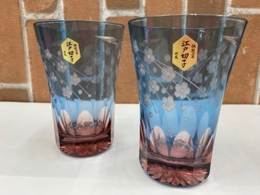 【愛品館江戸川店】彩鳳 江戸切子 桜文様 天開タンブラーペアID103-019352-007