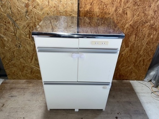 充英アート ステンレストップ キッチンカウンター キャビネット ワゴン 作業台 W590D420H850 コンセント付　中古品 ③