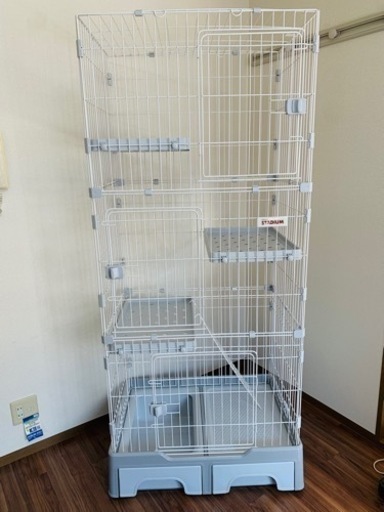 ねこ　ケージ　3段　引き出しトイレ