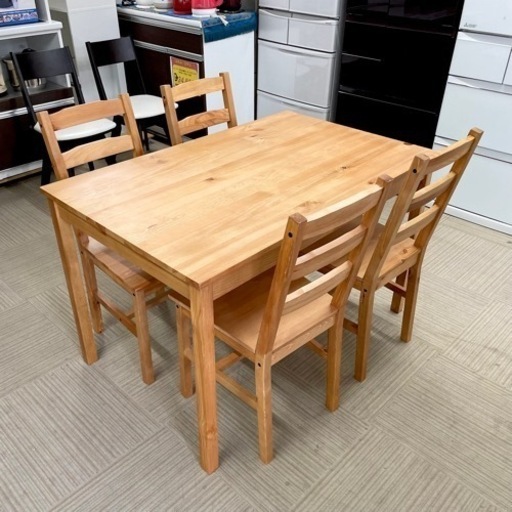 【超美品‼️】現行モデル♪ two-one style 118cm幅4人掛けダイニングテーブルセット パイン材ナチュラルブラウン♪
