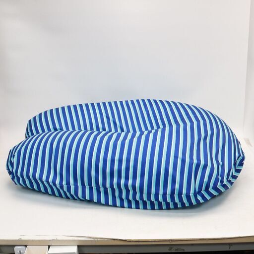 471)【美品】ヨギボー yogibo ズーラサポート ZoolaSupport ビーズソファ ビーズクッション 背もたれ&肘置き 青ボーダー 耐水 参考18,480円