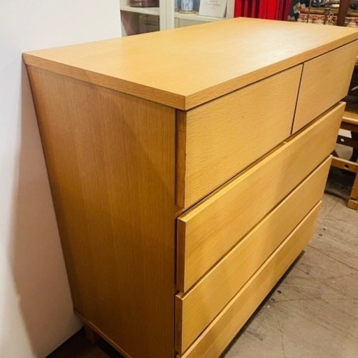 【売約済み】　無印良品　無印　MUJI 収納家具　4段チェスト　ワイドチェスト　ワイド　チェスト　タンス　キャビネット　棚　木製　シェ