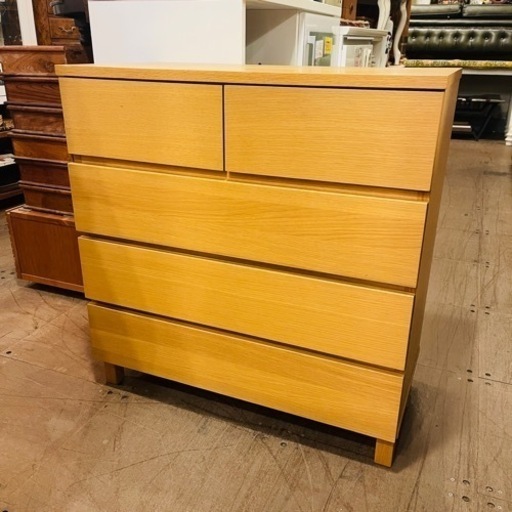 【売約済み】　無印良品　無印　MUJI 収納家具　4段チェスト　ワイドチェスト　ワイド　チェスト　タンス　キャビネット　棚　木製　シェルフ　引き出し　収納　オーク　オーク材　無垢材　ナチュラル　衣類収納　リビング　収納　サイドボード