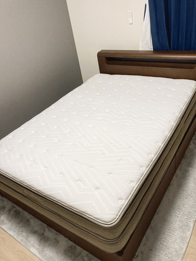 良品 ニトリ 収納付き ダブルベッド ダブルマットレス (BA102)