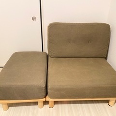 一人用ソファ（オットマン付き）　アーミーグリーン　VENTOTA