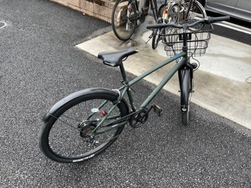 【取引中】自転車　カゴ・ギア付き　空気入れ付き　乗って帰れます