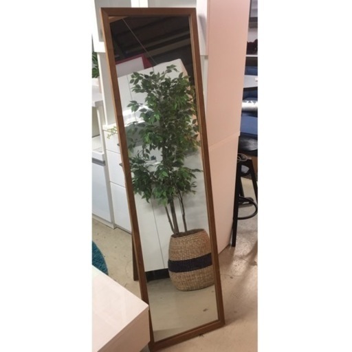 スタンドミラー  木目調 やや難あり