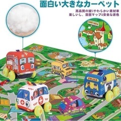 ❤️新品❤️赤ちゃん　プレイマット　布製車5台　布絵本付きの画像