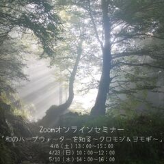 4/23（日）【Zoom】和のハーブウォーターを知る　～クロモジ...