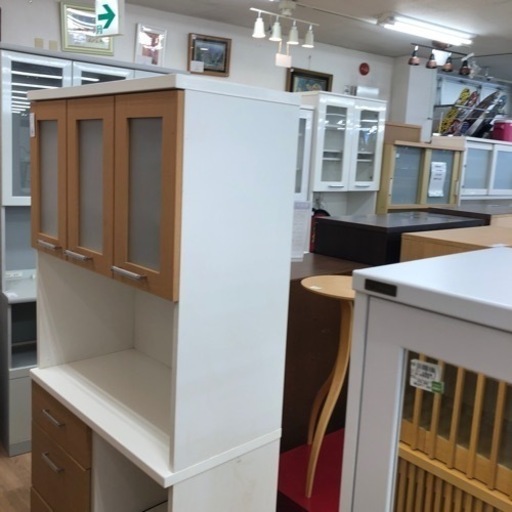 レンジボード 3枚扉 ナチュラル×ホワイト 【トレファク上福岡】