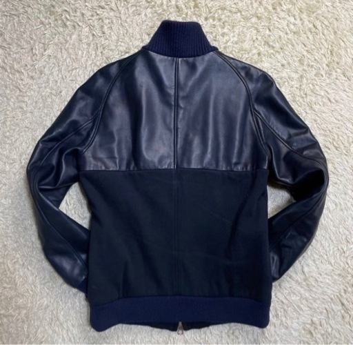 定価約23万 極美品1piu1uguale3 ジップアップジャケット ブルゾン Ⅳ 4 M相当 カシミヤ×ラムレザー切替 羊革 ニット