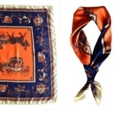 大判正方形　スカーフ　シルク調　ストール